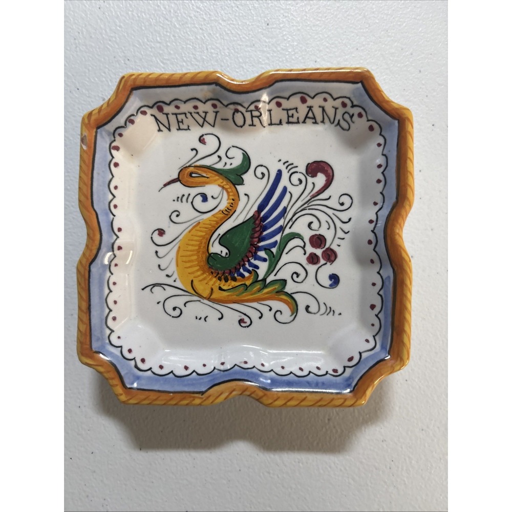 Grazia Deruta Italy Hand Painted Raffaellesco Dragon New Orleans Collectible